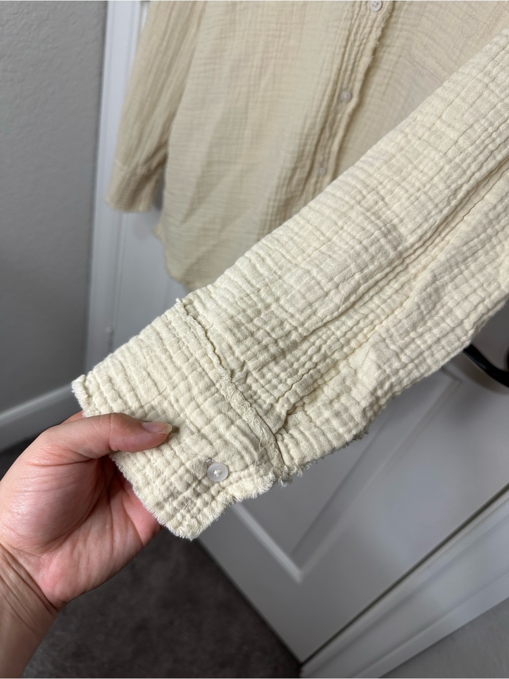 Aerie Soft Oat 100% Cotton Oversized Gauzy Coverup Shirt Sz M Coastal Minimalist - Picture 6 of 10